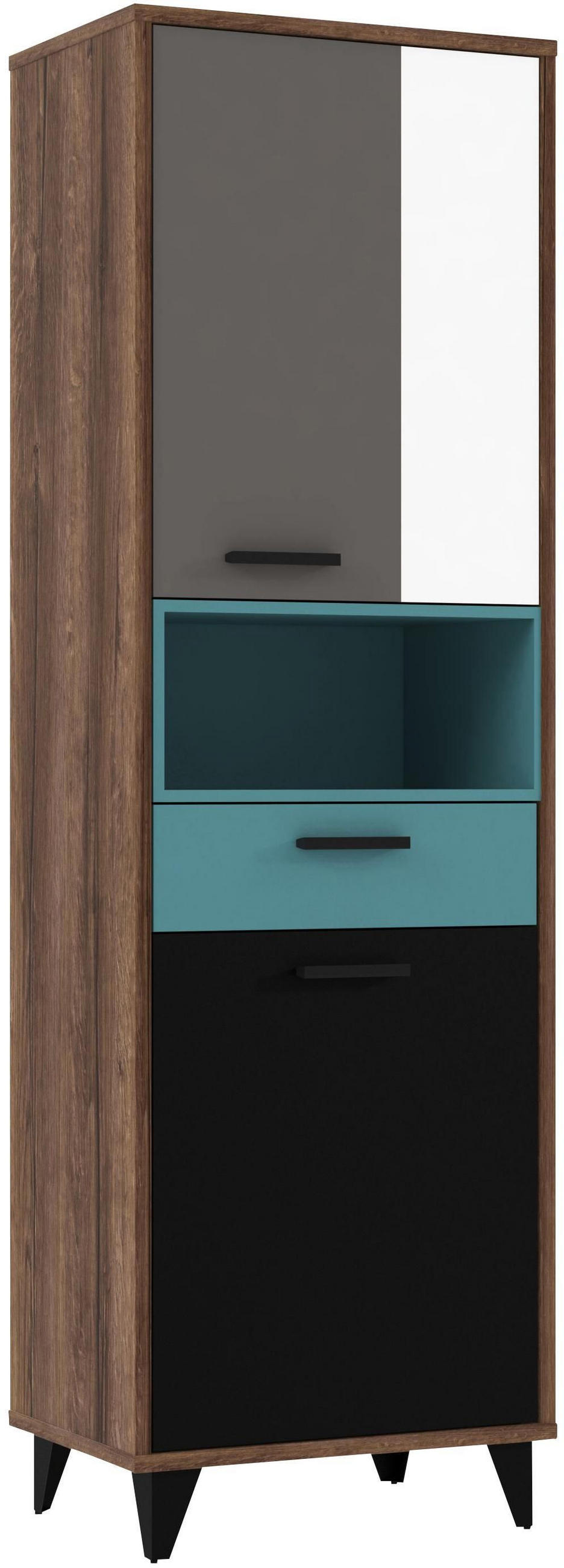REGAL Grau, Grün, Schwarz, Weiß, Eichefarben  - Eichefarben/Dunkelgrau, Design, Holzwerkstoff/Kunststoff (60/192/42cm) - Carryhome