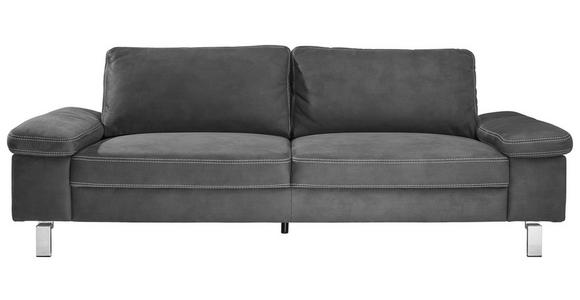 3-SITZER-SOFA in Mikrofaser Anthrazit  - Chromfarben/Anthrazit, Design, Textil/Metall (234/86/97cm) - Hom`in