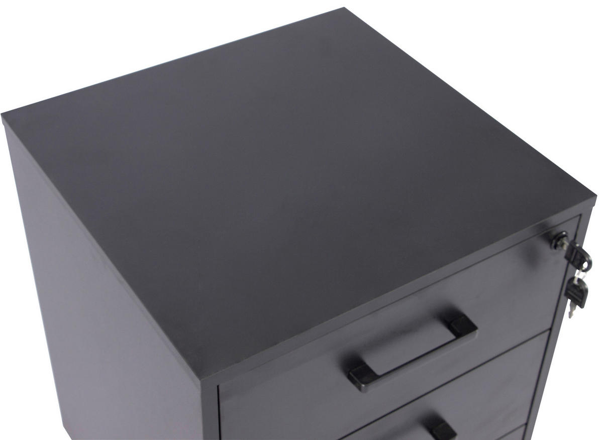 ROLLCONTAINER Schwarz  - Schwarz, MODERN, Holzwerkstoff/Kunststoff (43/56/42cm) - Livetastic