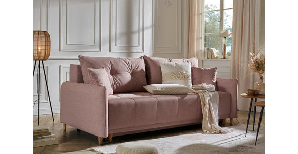SCHLAFSOFA  mit Rücken echt Webstoff Rosa  - Eichefarben/Rosa, Design, Holz/Textil (227/98/113cm) - Carryhome