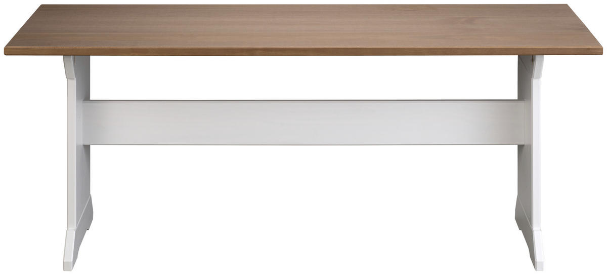 SITZBANK 110/45/37 cm Braun, Weiß Kiefer vollmassiv  - Weiß/Braun, KONVENTIONELL, Holz (110/45/37cm) - MID.YOU