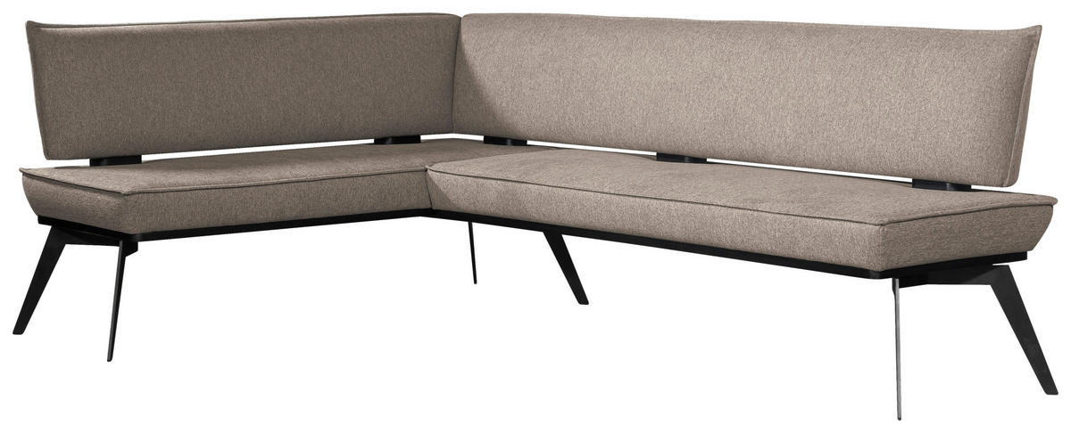 ECKBANK 165/235 cm Webstoff Schwarz, Taupe Buche massiv   - Taupe/Schwarz, Basics, Holz/Textil (165/235cm) - Carryhome