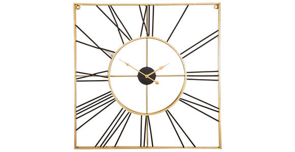 WANDUHR Schwarz, Goldfarben  - Goldfarben/Schwarz, Basics, Metall (71/71cm) - Ambia Home