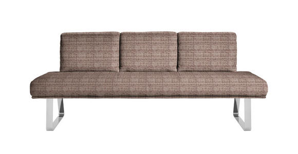 SITZBANK 209/92/78 cm  in Braun, Chromfarben  - Chromfarben/Braun, Design, Textil/Metall (209/92/78cm) - Dieter Knoll