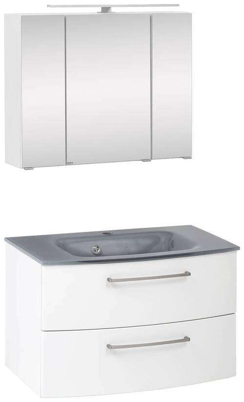 BADEZIMMER  in 80 cm  - Weiss/Grau, Konventionell, Glas/Holzwerkstoff (80cm) - Held