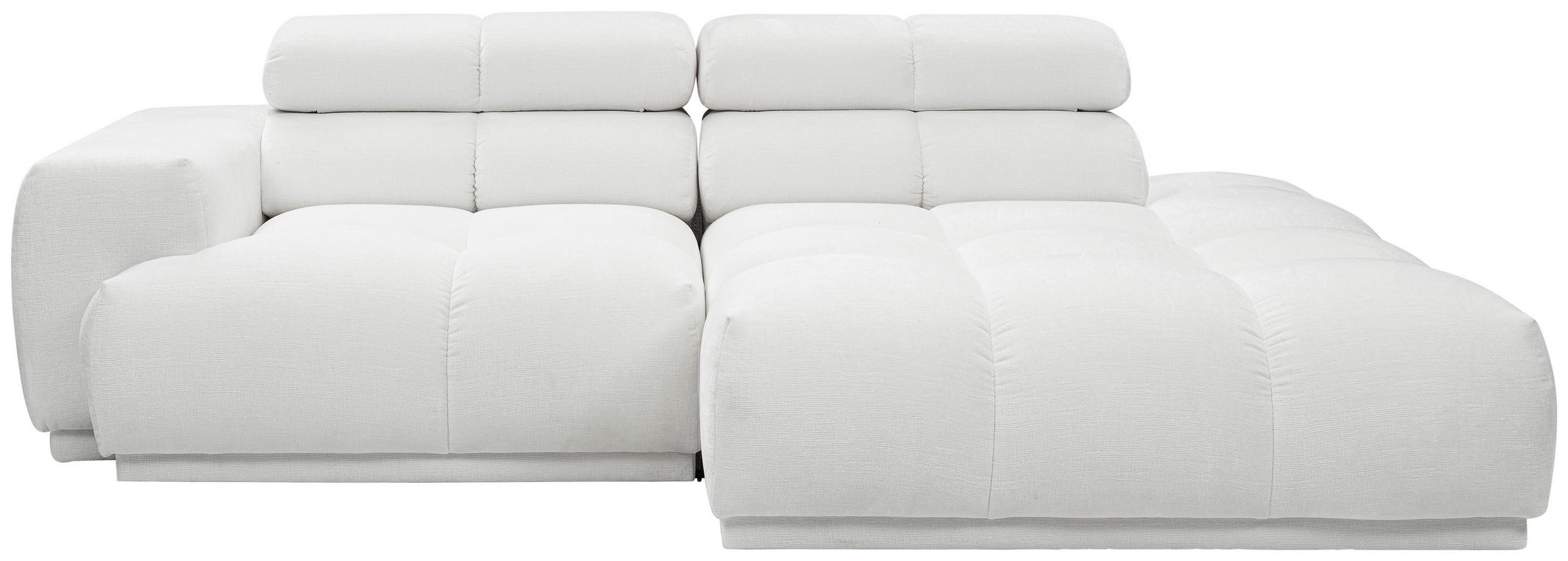 ECKSOFA 239/150 cm  in Flachgewebe Creme Rücken echt, Kopfteilverstellung  239/150 cm  - Creme, MODERN, Textil (239/150cm) - MID.YOU