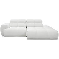 ECKSOFA 239/150 cm  in Flachgewebe Creme Rücken echt, Kopfteilverstellung  239/150 cm  - Creme, MODERN, Textil (239/150cm) - MID.YOU