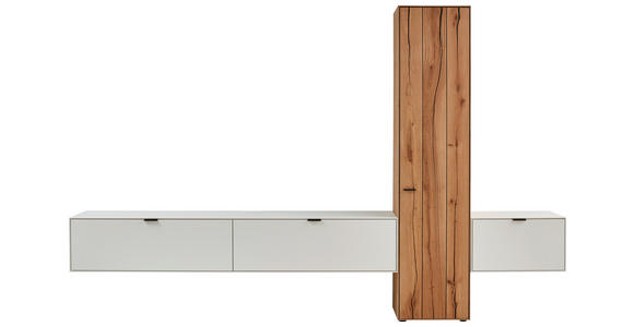 WOHNWAND in Weiß, Eichefarben 320,7/205,5/37,1 cm - Eichefarben/Weiß, Design, Glas/Holz (320,7/205,5/37,1cm) - Dieter Knoll