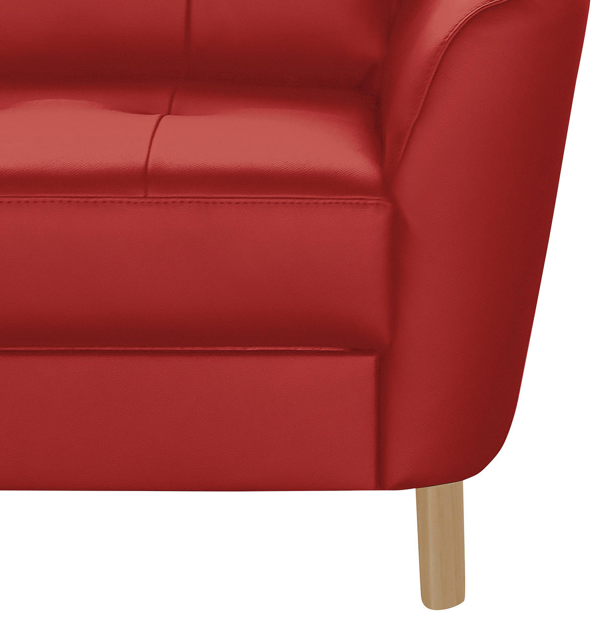 ECKSOFA in Lederlook Echtleder Rot  - Buchefarben/Rot, Design, Leder/Holz (190/236cm) - Livetastic