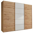 SCHWEBETÜRENSCHRANK 250/236/67 cm 3-türig Weiß, Eiche Bianco  - Eiche Bianco/Weiß, Natur, Glas/Holz (250/236/67cm) - Linea Natura