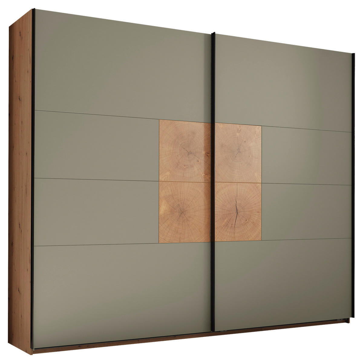SCHWEBETÜRENSCHRANK  in Salbeigrün, Eiche Artisan  - Salbeigrün/Schwarz, KONVENTIONELL, Holzwerkstoff/Metall (270/225,5/63,7cm) - Xora