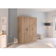 DREHTÜRENSCHRANK 151/197/60 cm 3-türig Sonoma Eiche  - Silberfarben/Sonoma Eiche, Design, Holzwerkstoff/Kunststoff (151/197/60cm) - Novel