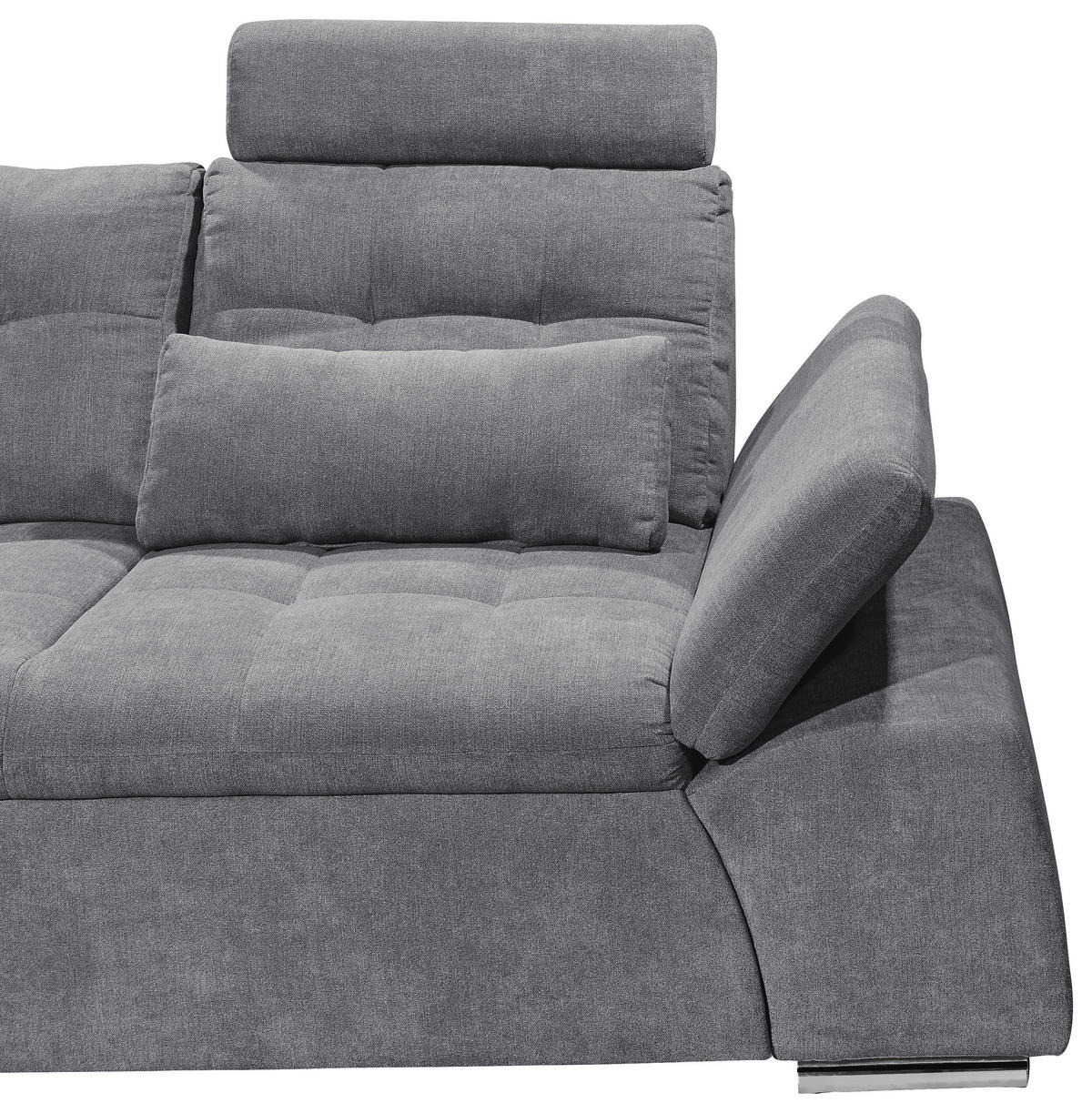 ECKSOFA Dunkelgrau Mikrovelours  - Dunkelgrau/Silberfarben, KONVENTIONELL, Kunststoff/Textil (170/268cm) - MID.YOU