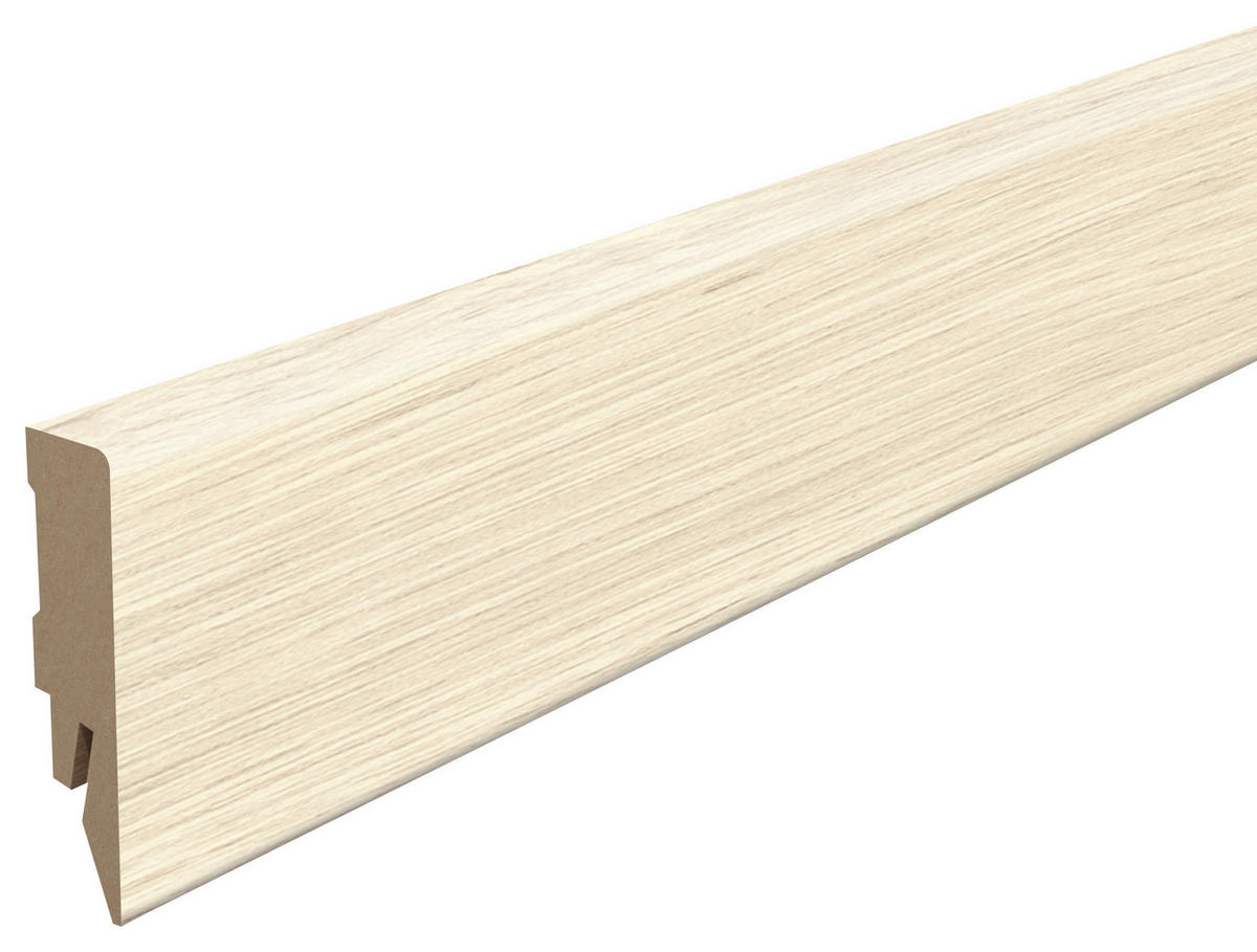 SOCKELLEISTE Eiche weiss Weiß  - Weiß, KONVENTIONELL, Holzwerkstoff (240/1.4/5.8cm) - Egger Holzwerkstoffe