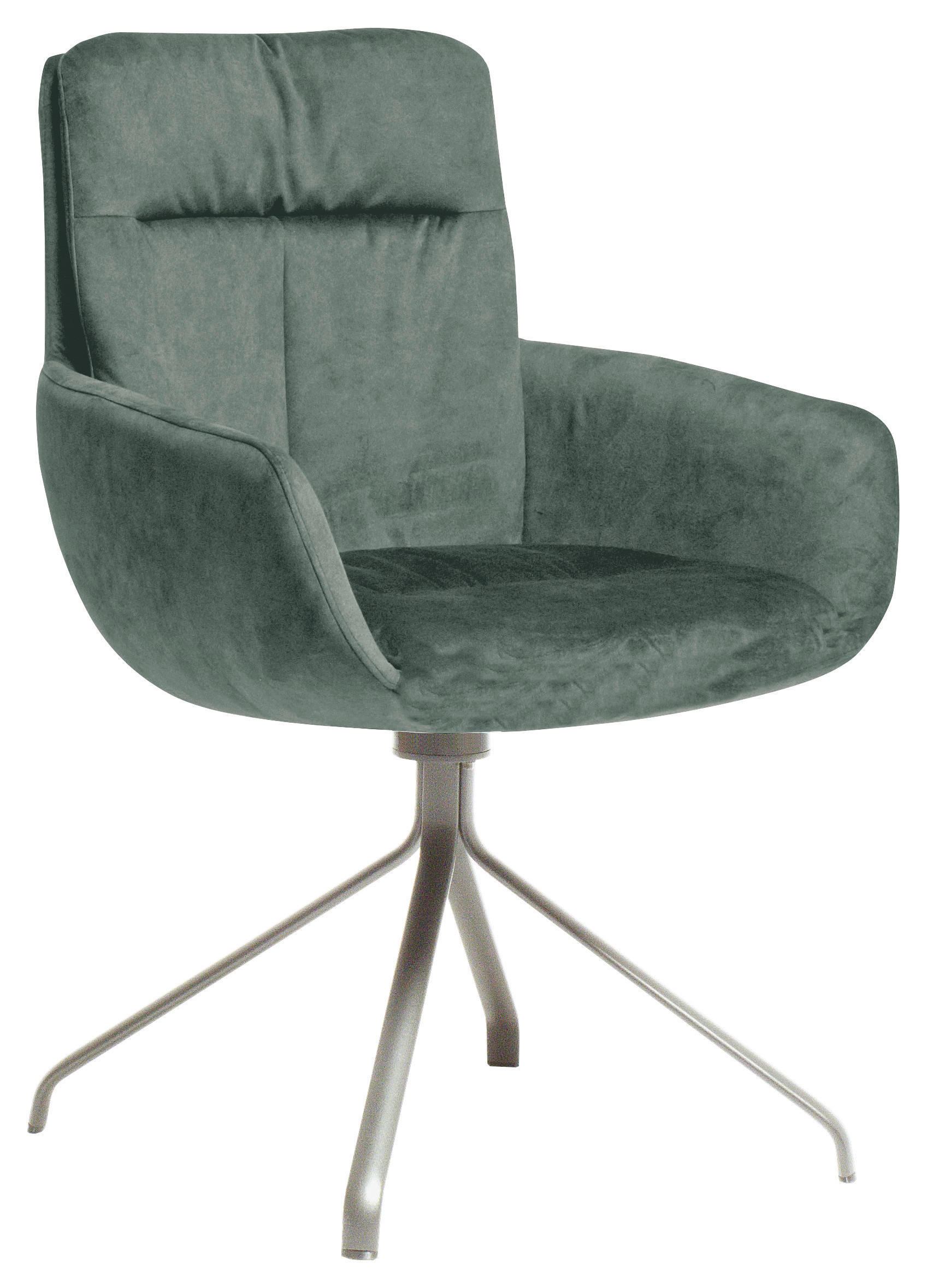 ARMLEHNSTUHL  in Edelstahl Velours  - Edelstahlfarben/Hellgrün, Design, Textil/Metall (61/90/64cm) - Venjakob