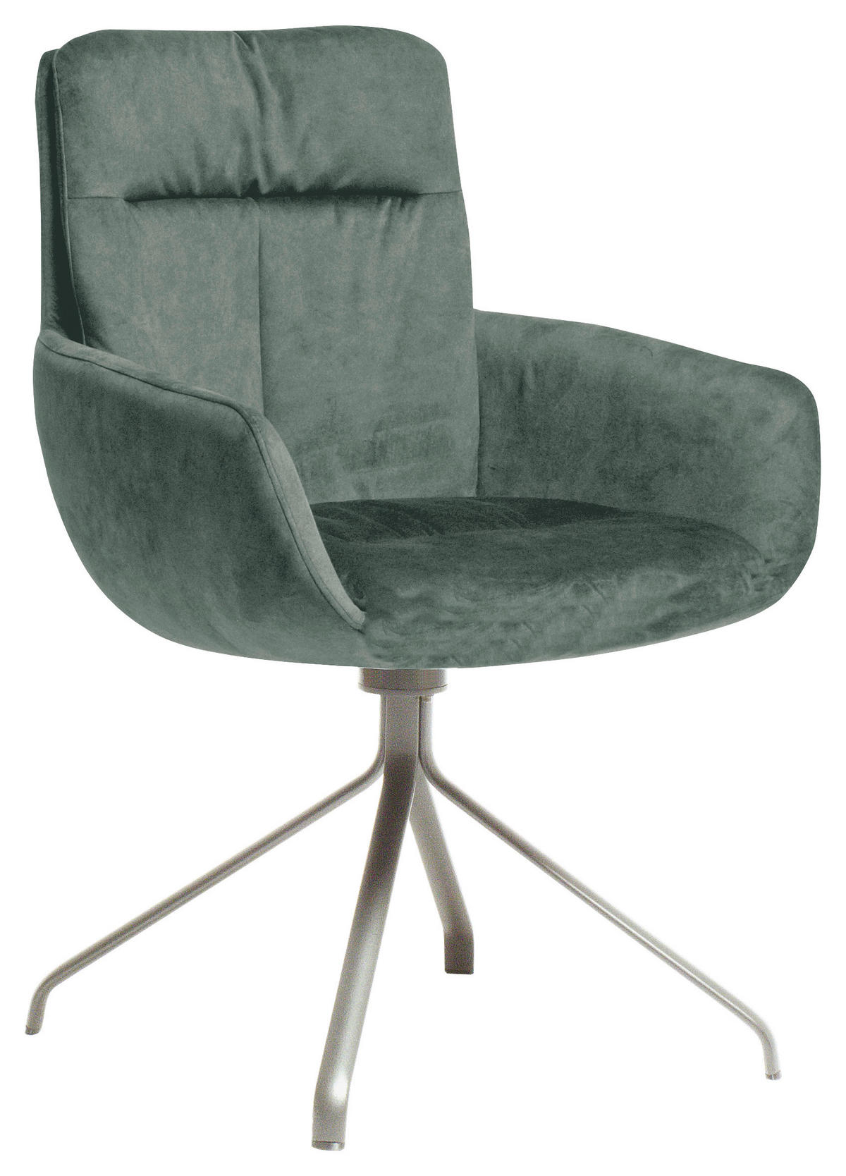 ARMLEHNSTUHL  in Edelstahl Velours  - Edelstahlfarben/Hellgrün, Design, Textil/Metall (61/90/64cm) - Venjakob