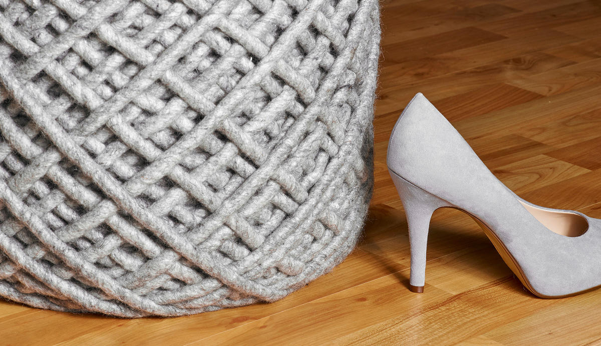 POUF Textilgeflecht Abstraktes 40/40 cm  - Silberfarben, Trend, Textil (40/40cm) - Obsession