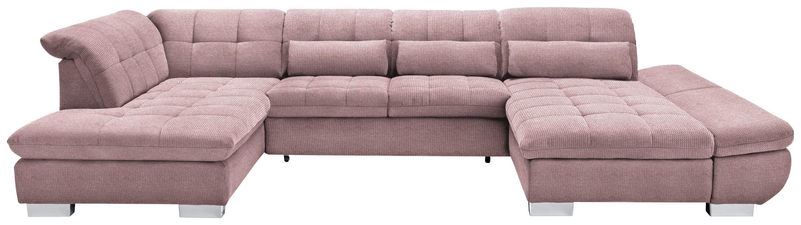 WOHNLANDSCHAFT in Mikrofaser Rosa  - Chromfarben/Rosa, Design, Kunststoff/Textil (211/350/204cm) - Xora