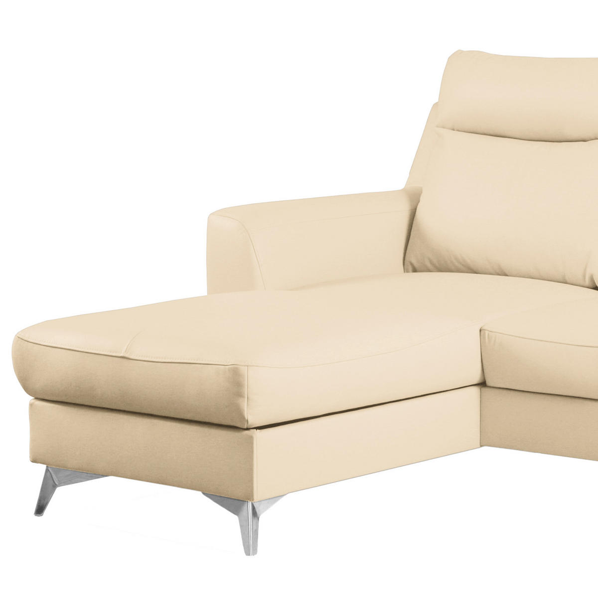 ECKSOFA Lederlook Echtleder Beige  - Chromfarben/Beige, Design, Leder/Textil (168/236cm) - Livetastic