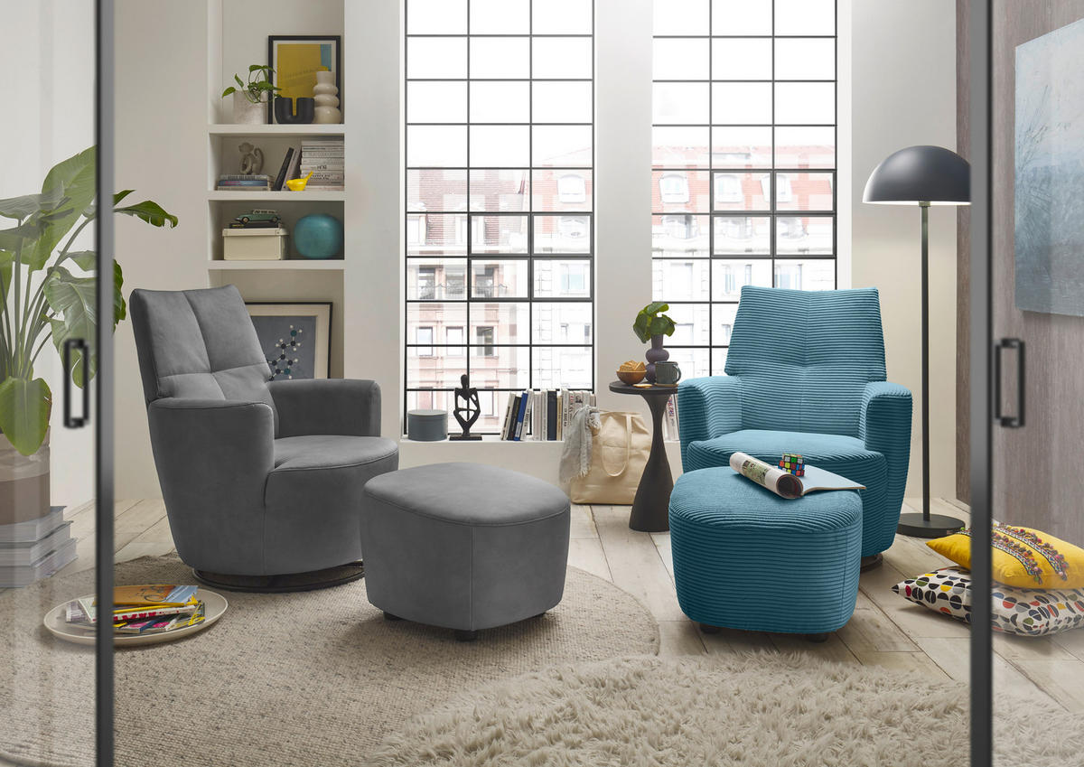 HOCKER Cord Blau  - Blau/Schwarz, Design, Kunststoff/Textil (54/41/57cm) - SetOne by Musterring