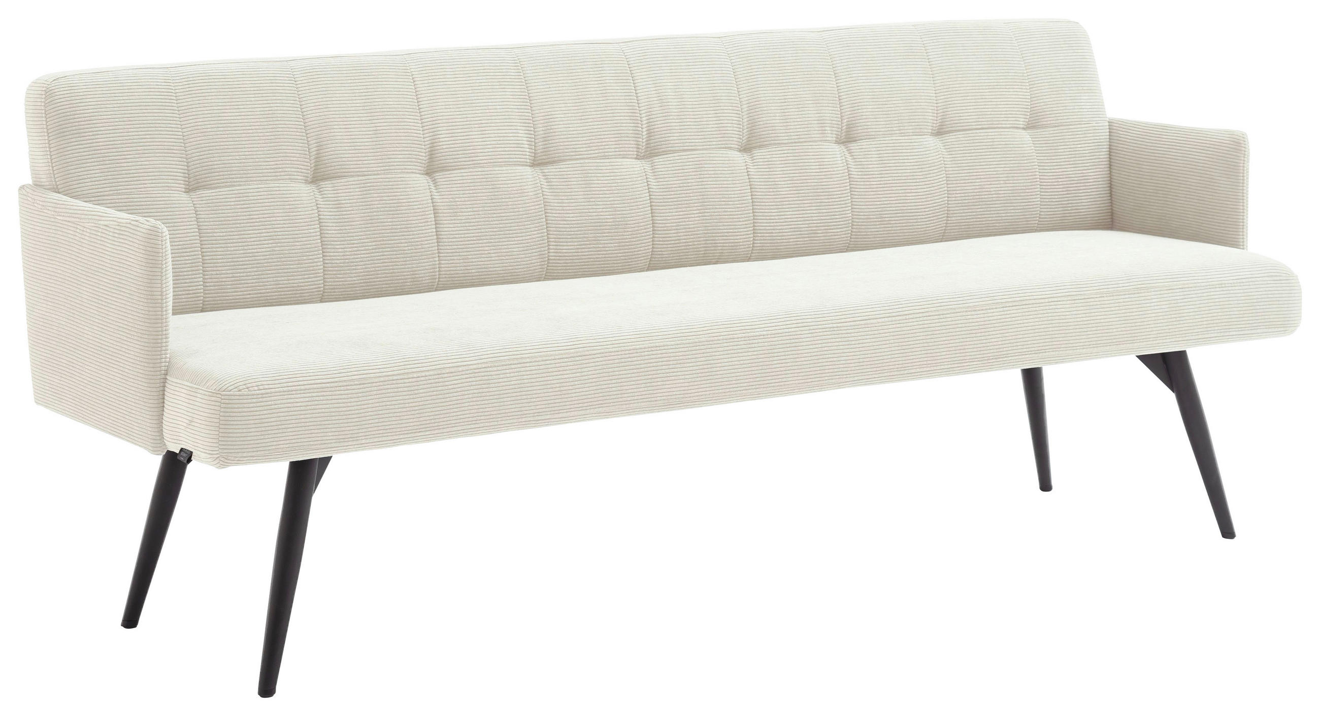 SITZBANK in Textil Weiss  - Weiss/Schwarz, Design, Textil/Metall (206/85/69cm) - Johann Jakob