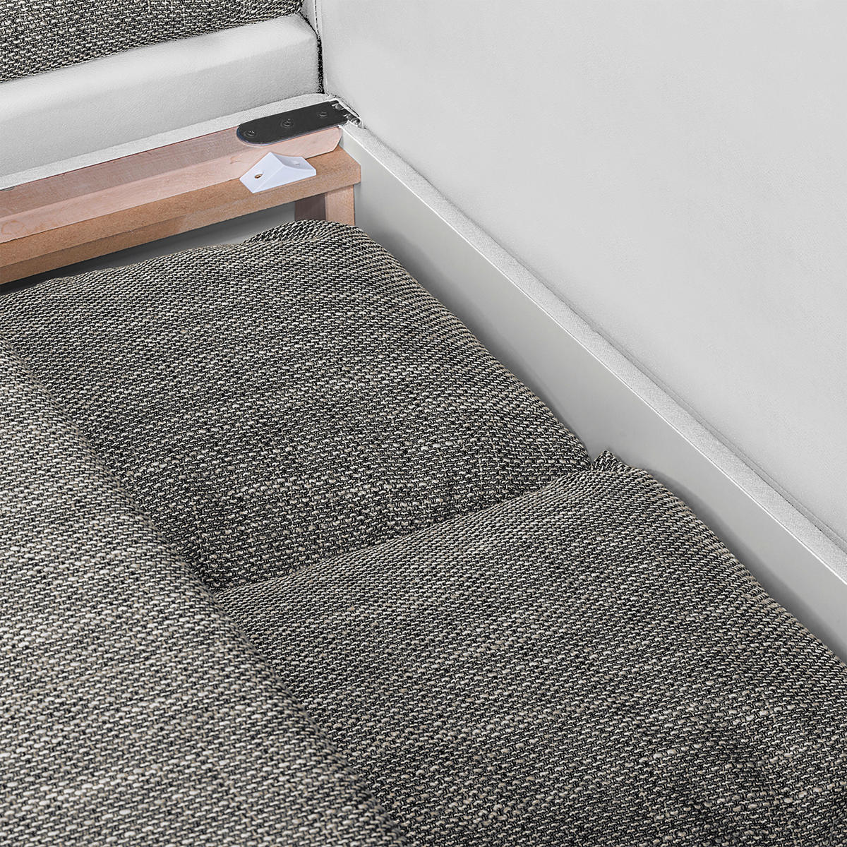 ECKSOFA Grau, Weiß Textilgeflecht  - Chromfarben/Schwarz, Design, Textil (266/175cm) - Livetastic