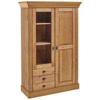 VITRINE  in massiv Kiefer Laugenfarbig  - Laugenfarbig/Kupferfarben, ROMANTIK / LANDHAUS, Glas/Holz (108/163/45cm) - Boxxx