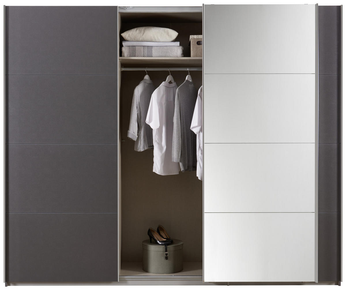  SCHWEBETÜRENSCHRANK 270/230/62 cm 3-türig  - Chromfarben/Dunkelgrau, Design, Glas/Holzwerkstoff (270/230/62cm) - Xora