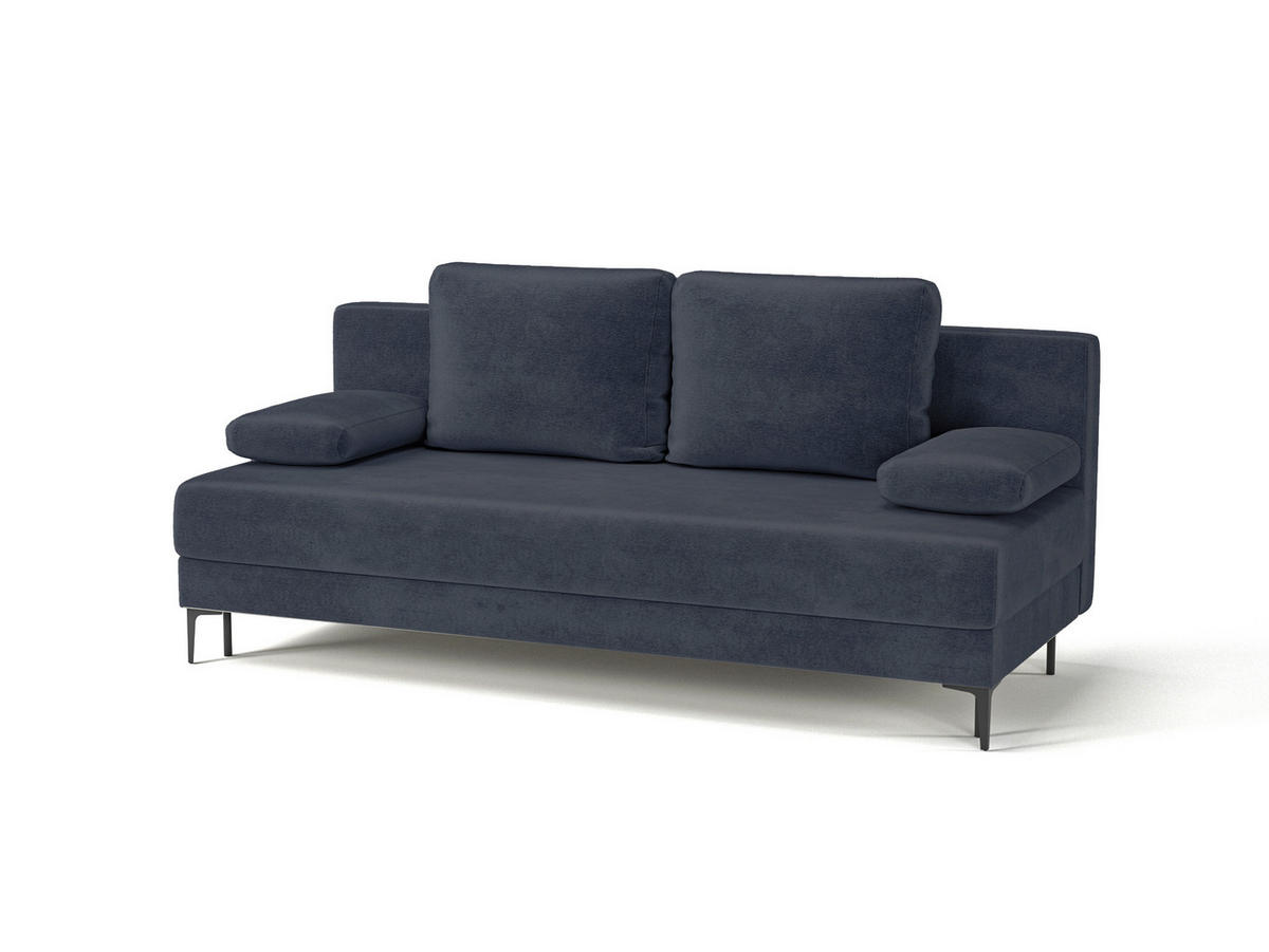 SCHLAFSOFA LEIPZIG in Velours Dunkelblau  - Schwarz/Dunkelblau, Design, Textil/Metall (200/78,5/88cm) - MID.YOU