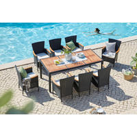 ZAHRADNÍ SESTAVA dřevo, kov, plast, textil - černá/krémová, Design, kov/dřevo - Ambia Garden