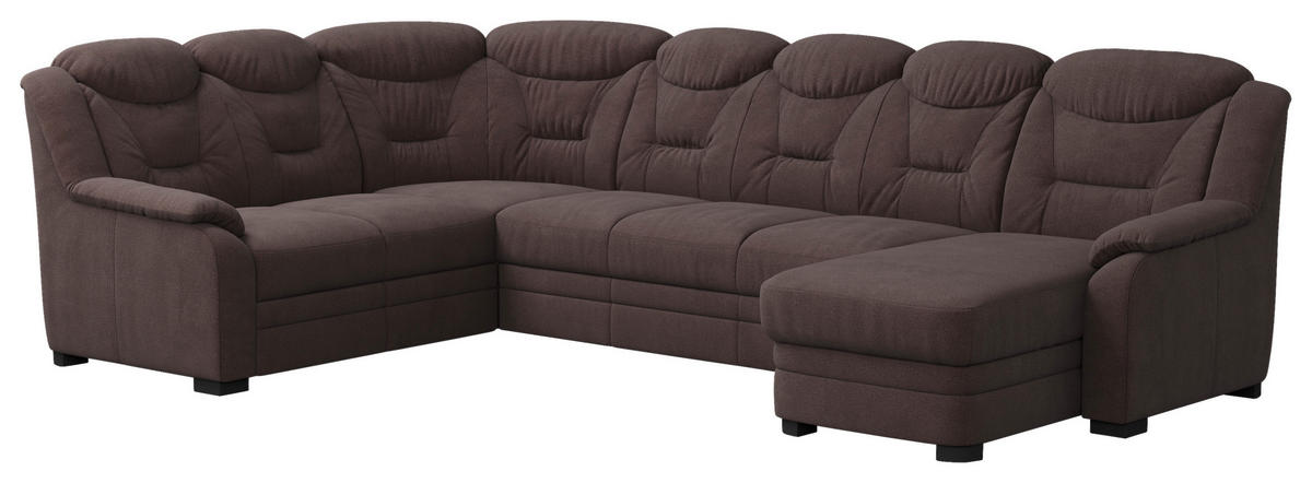 WOHNLANDSCHAFT in Chenille Braun  - Schwarz/Braun, Basics, Kunststoff/Textil (211/330/162cm) - MID.YOU