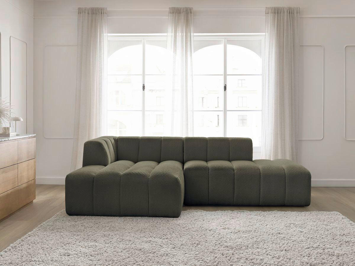 ECKSOFA  ANNECY Grün Bouclé  - Schwarz/Grün, MODERN, Kunststoff/Textil (170/262cm)