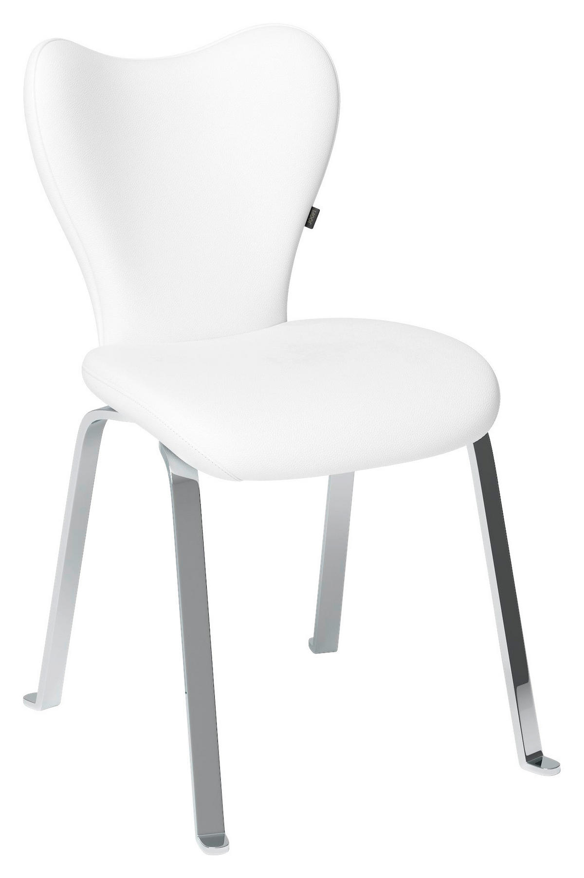 STUHL  in Echtleder pigmentiert  - Chromfarben/Weiss, Design, Leder/Metall (53/89/65cm) - Joop!