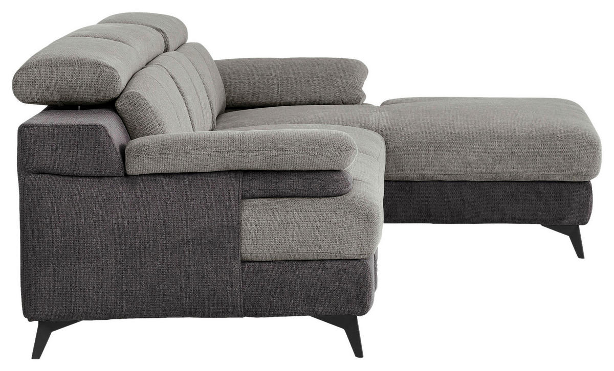 ECKSOFA in Chenille Hellgrau, Dunkelgrau  - Dunkelgrau/Hellgrau, Design, Textil/Metall (291/80-98/178cm) - Livetastic