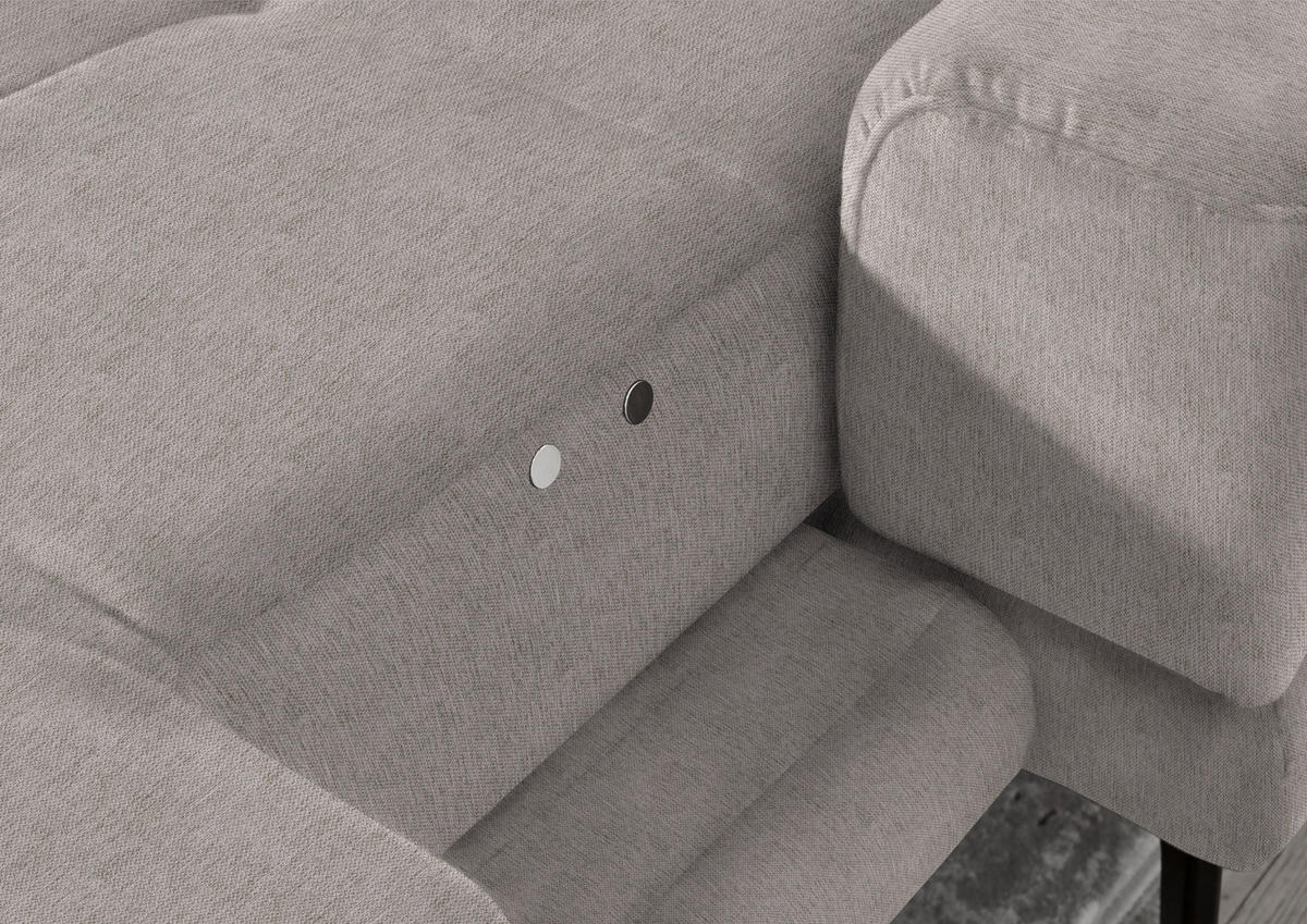 ECKSOFA in Flachgewebe Greige  - Greige/Schwarz, Design, Textil/Metall (309/190cm) - Beldomo Style
