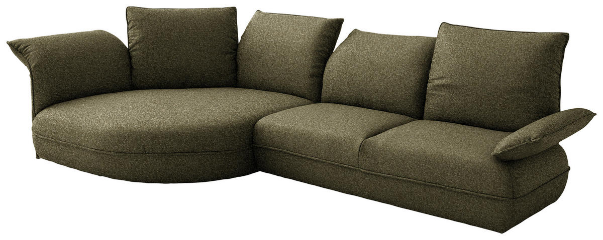 ECKSOFA Chenille Grün  - Schwarz/Grün, Design, Kunststoff/Textil (154/343cm) - Koinor