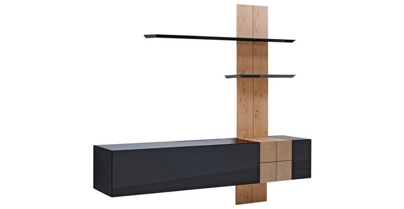 WOHNWAND 215/200/42 cm in Eichefarben, Dunkelgrau - Eichefarben/Dunkelgrau, Design, Holz/Holzwerkstoff (215/200/42cm) - Ambiente