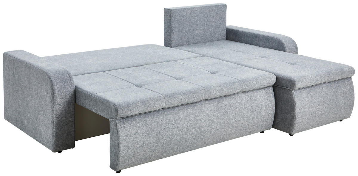 ECKSOFA in Webstoff Grau  - Schwarz/Grau, Konventionell, Kunststoff/Textil (235/158cm) - P & B