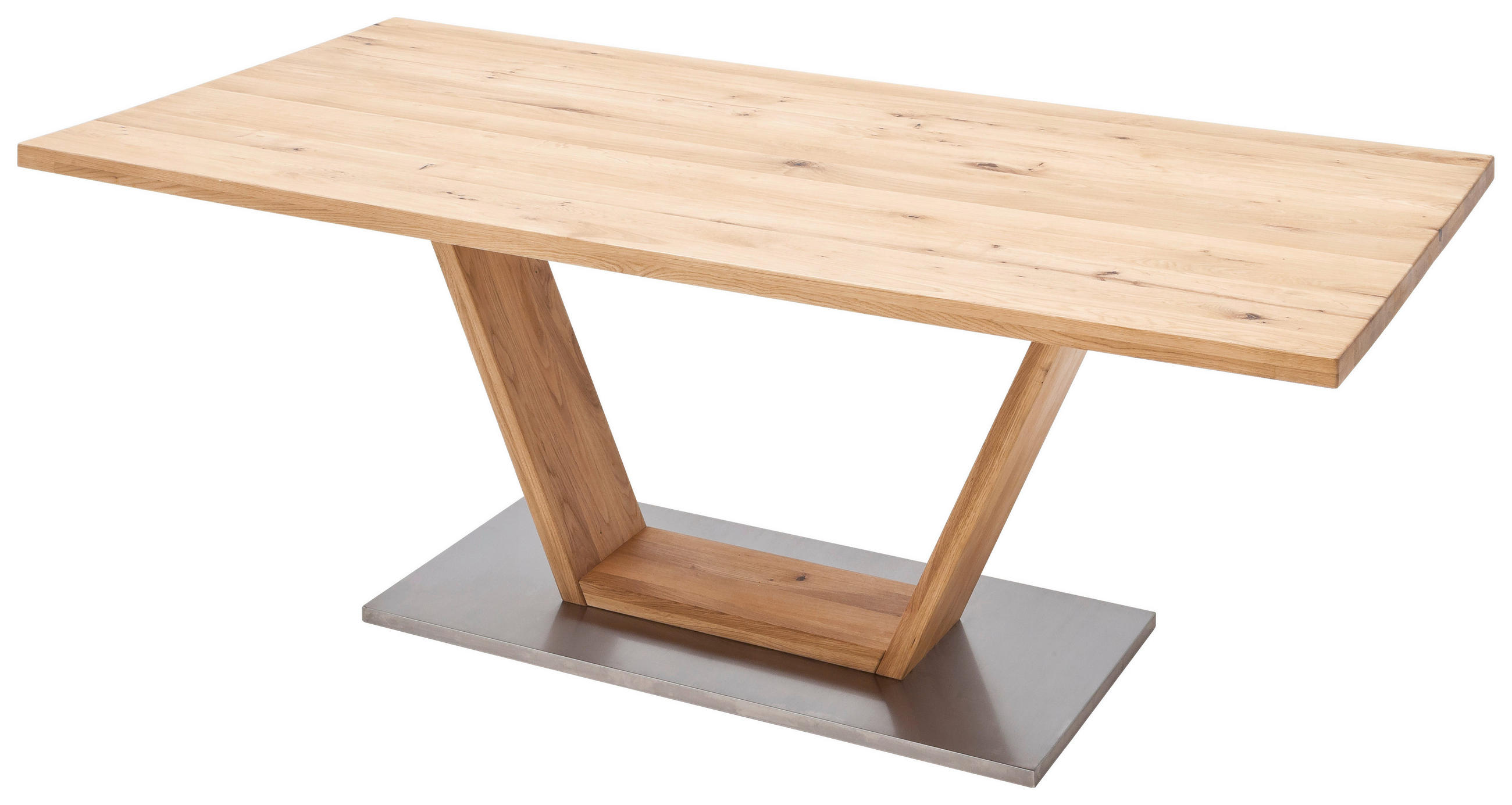 ESSTISCH in Holz, Metall, Holzwerkstoff 160/90/77 cm  - Edelstahlfarben/Eichefarben, Design, Holz/Holzwerkstoff (160/90/77cm) - Livetastic