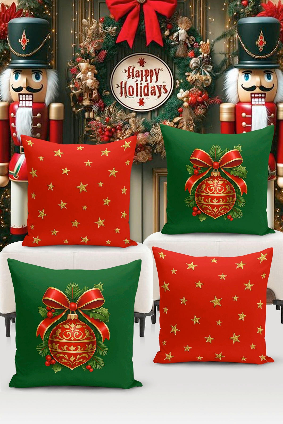 KISSENBEZUG-SET Artfchrst4-92 43/43 cm  - Multicolor, Basics, Textil (43/43cm) - X-Mas
