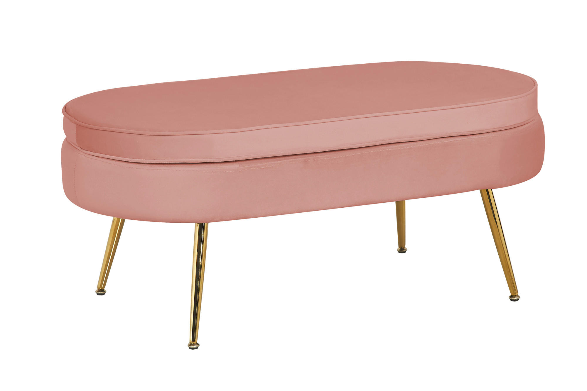 HOCKER in Textil Rosa - Goldfarben/Rosa, MODERN, Textil/Metall (99/40/44cm) - Livetastic