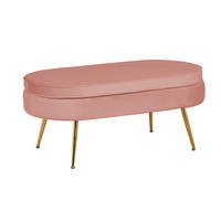 HOCKER Samt Rosa  - Goldfarben/Rosa, MODERN, Textil/Metall (99/40/44cm) - Livetastic