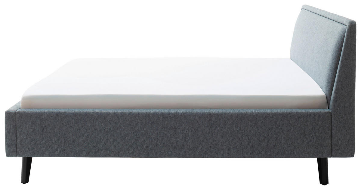 LIT REMBOURRÉ 180/200 cm  in Blau  - bleu/noir, Modern, textile/bois (180/200cm) - Livetastic