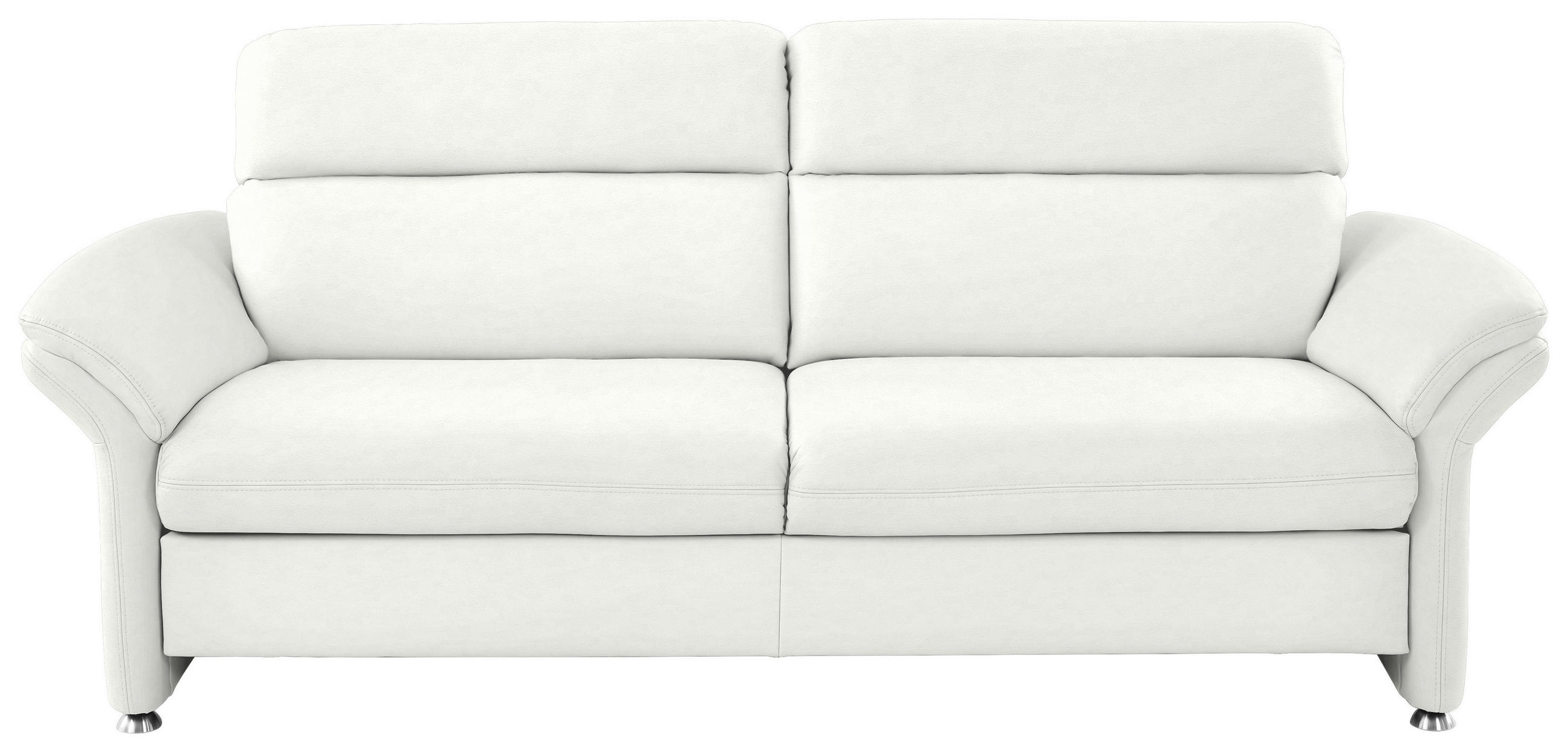 3-SITZER-SOFA in Echtleder Weiss  - Weiss/Alufarben, Konventionell, Leder/Metall (228/96/92cm) - Beldomo Premium