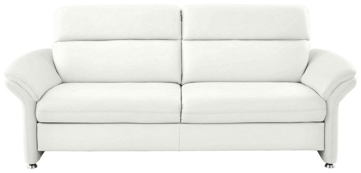 3-SITZER-SOFA in Echtleder Weiß  - Alufarben/Weiß, KONVENTIONELL, Leder/Metall (228/96/92cm) - Beldomo Premium