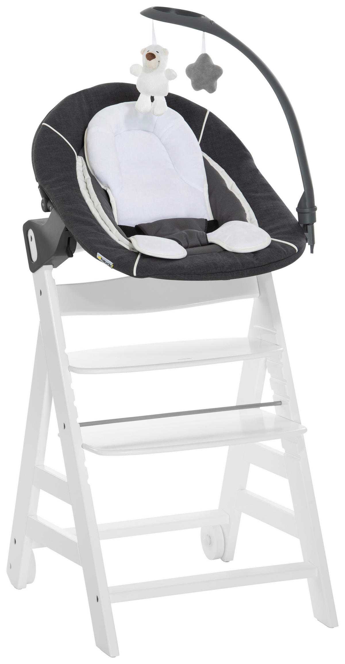 HOCHSTUHL BETA + BOUNCER Grau, Weiß  - Weiß/Grau, Basics, Holz (58/48/83cm) - Hauck