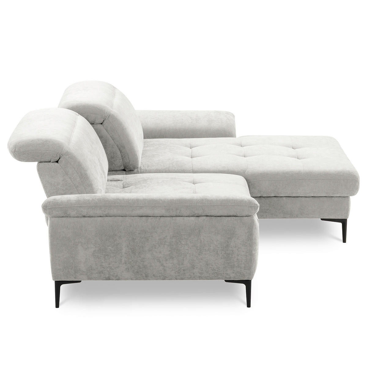 ECKSOFA  Webstoff Grau  - Schwarz/Grau, Design, Textil/Metall (268/195cm) - Livetastic