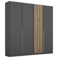 OMARA S KLASIČNIMI VRATI, siva, hrast artisan  - siva/barve aluminija, Moderno, kovina/leseni material (181/210/54cm) - Modern Living