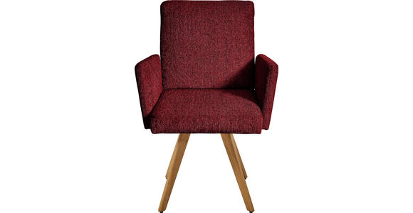 ARMLEHNSTUHL  in Chenille  - Eichefarben/Rot, Design, Holz/Textil (56/92/60cm) - Dieter Knoll