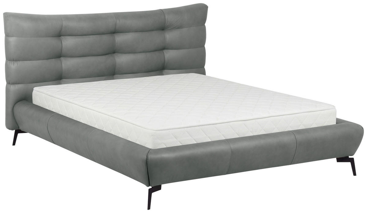 POLSTERBETT gepolstertes Kopfteil Grau 180/200 cm  - Schwarz/Grau, Design, Leder/Metall (180/200cm) - Esposa